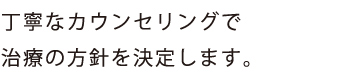 丁寧なカウンセリングで
治療の方針を決定します。